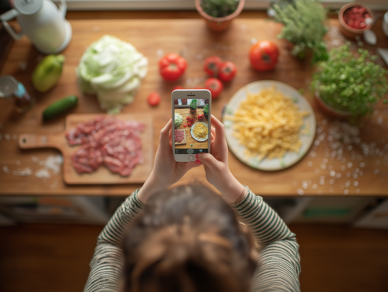 Zutaten auf der Anrichte fotografieren